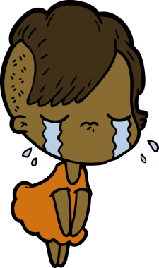 Bir insan tarafından çizilmiş ağlayan bir kız.