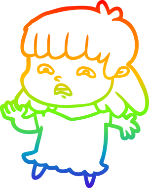 Gökkuşağı gradyan çizimi Bir insan tarafından çizilmiş endişeli bir çizgi kadın