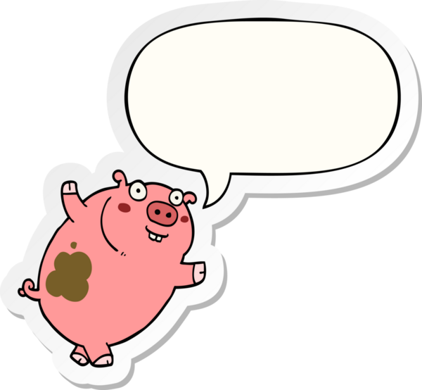 Bir insan tarafından çizilmiş komik bir çizgi film domuzu.