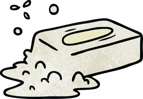 Bir insan tarafından çizilmiş köpüklü sabunun el çizimi karikatürü.