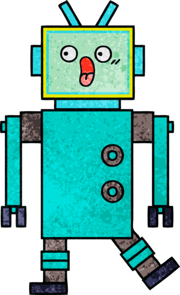 Bir insan tarafından çizilmiş bir robotun retro grunge dokusu