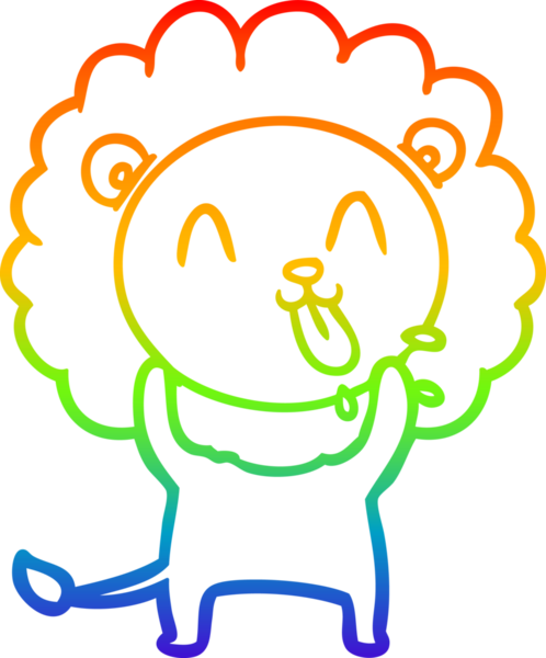 gökkuşağı gradyanı çizimi bir insan tarafından çizilmiş mutlu bir karikatür aslanı