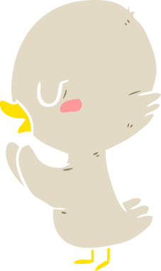 Bir insan tarafından çizilmiş düz renkli ördek resmi.