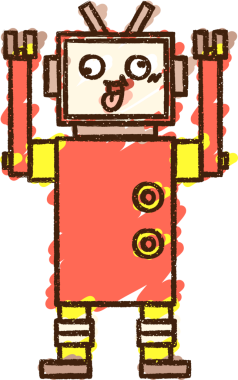 Bir insan tarafından çizilen robot tebeşiri.