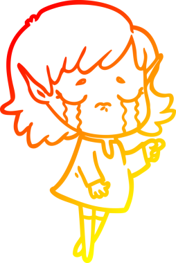 Bir insan tarafından çizilmiş, ağlayan bir elf kızı çizimi.