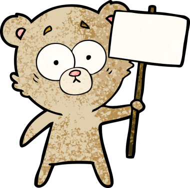 Bir insan tarafından çizilmiş protestolu çizgi film karakteri.