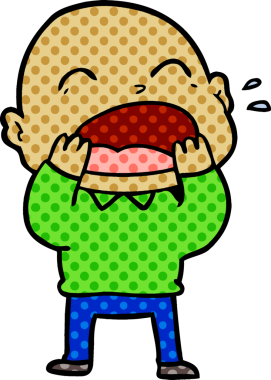 Bir insan tarafından çizilmiş kel adam diye bağıran çizgi film.