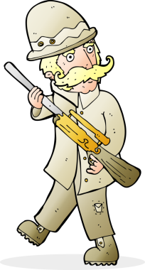 bir insan tarafından çizilmiş büyük oyun avcısı çizgi filmi