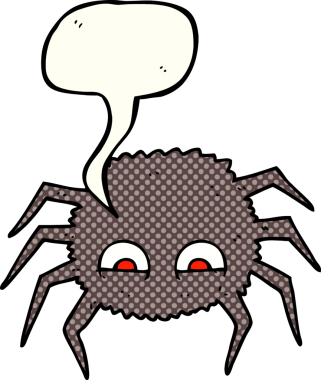 Bir insan tarafından çizilmiş serbest çizilmiş çizgi roman konuşma balonu çizgi film örümceği.