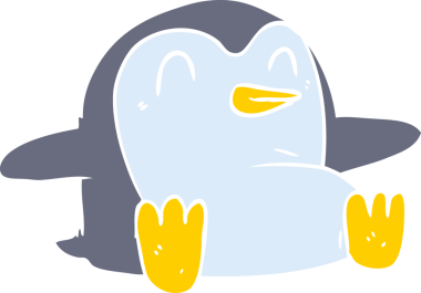 Bir insan tarafından çizilmiş düz renk çizgi film pengueni