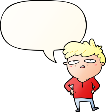 Çizgi film sabırsız adam konuşma baloncuğu ile bir insan tarafından çizilen yumuşak gradyan stil