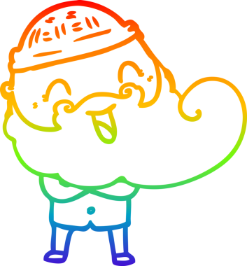 Gökkuşağı gradyan çizgisi bir insan tarafından çizilmiş mutlu sakallı bir adamın çizimi