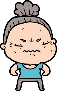 Çizgi film bir insan tarafından çizilmiş yaşlı bir kadın tarafından rahatsız edildi.