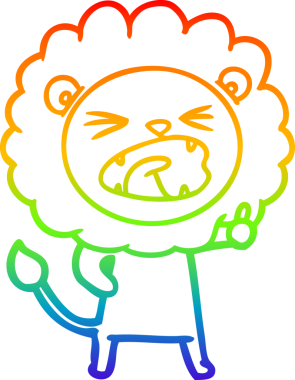 gökkuşağı gradyan çizgi çizimi bir insan tarafından çizilmiş bir aslan