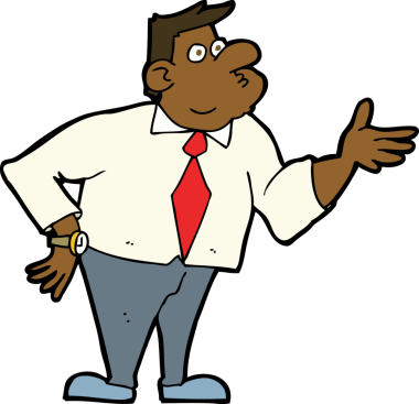 karikatür işadamı bir insan tarafından çizilmiş sorular soruyor.