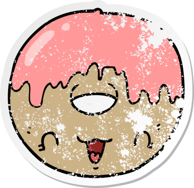 Bir insan tarafından çizilmiş tatlı bir çizgi film çöreğinin sıkıntılı çıkartması.