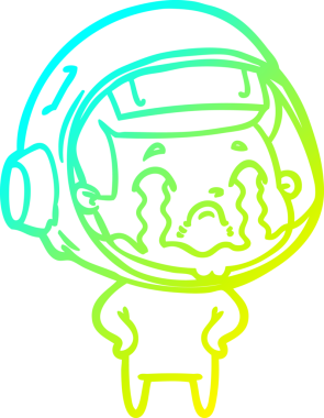 Bir insan tarafından çizilmiş ağlayan astronot çizgi filmi.