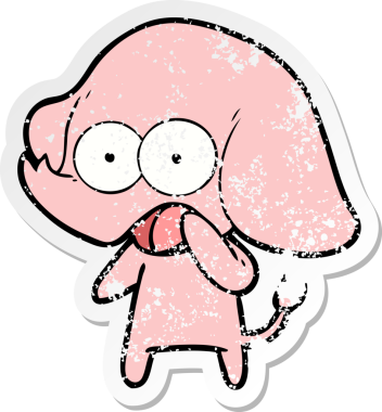 Bir insan tarafından çizilmiş şirin bir filin sıkıntılı çıkartması