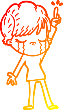 Bir insan tarafından çizilmiş, ağlayan bir çizgi kadın çizimi.