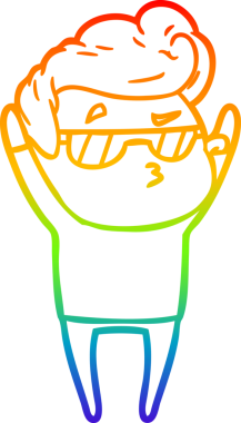 Gökkuşağı gradyan çizimi. Bir insan tarafından çizilmiş havalı bir adamın çizimi.