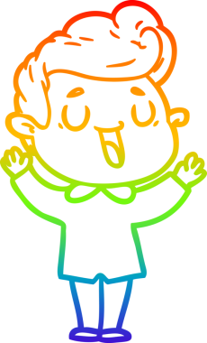 gökkuşağı gradyanı çizimi bir insan tarafından çizilmiş mutlu bir çizgi film adamı