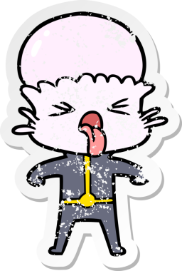 Bir insan tarafından çizilmiş iğrenç bir çizgi film uzaylısının sıkıntılı çıkartması.