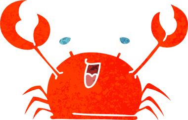 Bir insan tarafından çizilmiş garip çizim tarzı mutlu yengeç.