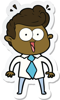 Bir insan tarafından çizilmiş, dik dik bakan bir çizgi film çıkartması.