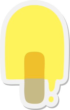 Eriyen buz lolipop etiketi bir insan tarafından çizilmiş.