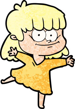 Bir insan tarafından çizilmiş gülümseyen bir kadın.