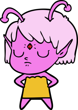 Bir insan tarafından çizilmiş uzaylı kız.