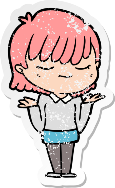 Bir insan tarafından çizilmiş karikatür bir kadının sıkıntılı çıkartması.