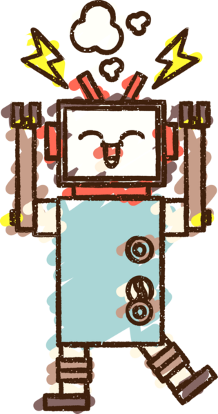 Bir insan tarafından çizilen robot tebeşiri.