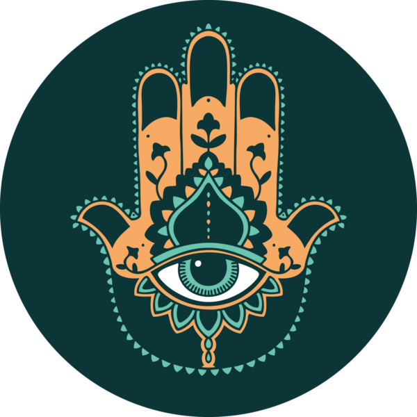 Bir insan tarafından çizilmiş bir hamza ikonik dövme şekli