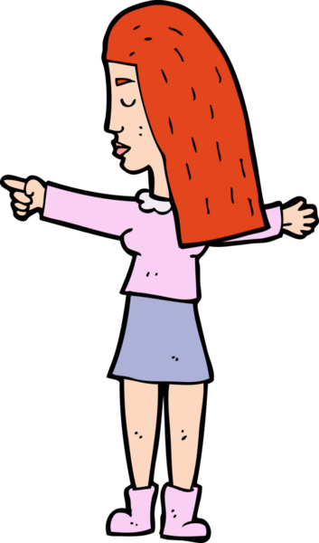 Bir insan tarafından çizilmiş çizgi film kadını.