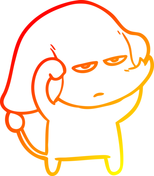 Bir insan tarafından çizilmiş kızgın bir fil çizimi.