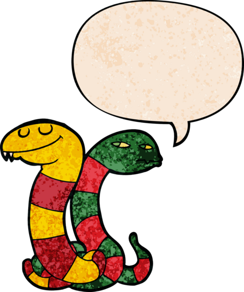 Bir insan tarafından çizilmiş eski moda konuşma baloncuklu çizgi film yılanları.