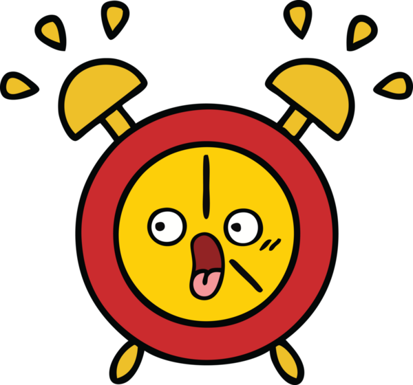 Bir insan tarafından çizilmiş çalar saatin şirin bir karikatürü.