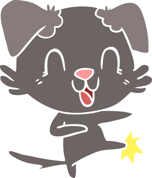 Bir insan tarafından çizilmiş düz renkli çizgi film köpeği.