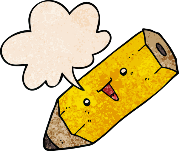 Bir insan tarafından çizilmiş eski moda konuşma baloncuklu sevimli çizgi film kalemi.