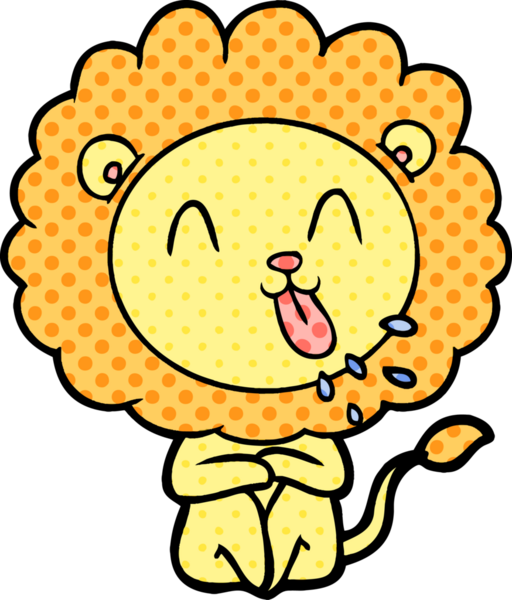 Bir insan tarafından çizilmiş mutlu çizgi film aslanı.