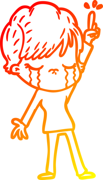 Bir insan tarafından çizilmiş, ağlayan bir çizgi kadın çizimi.