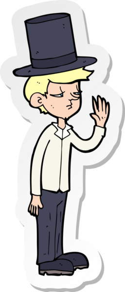 Bir insan tarafından çizilmiş silindir şapkalı bir adamın çıkartması.