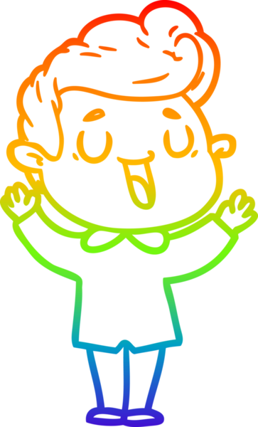 gökkuşağı gradyanı çizimi bir insan tarafından çizilmiş mutlu bir çizgi film adamı