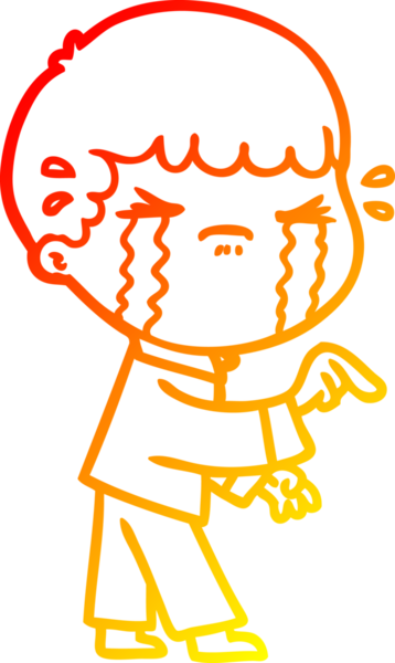 Bir insan tarafından çizilmiş ağlayan bir çizgi film karakteri çizimi.