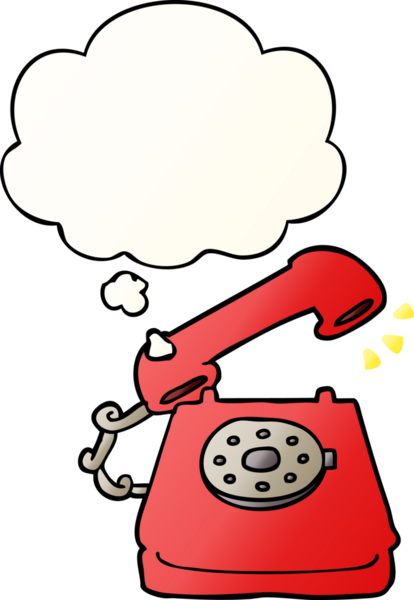 Düşünce baloncuklu telefon çalan çizgi film karakteri bir insan tarafından çizilmiş.