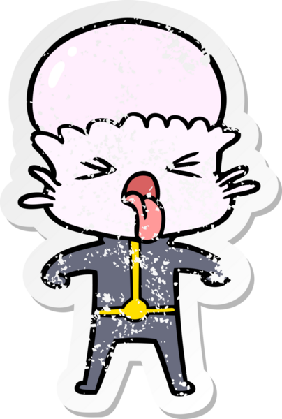 Bir insan tarafından çizilmiş iğrenç bir çizgi film uzaylısının sıkıntılı çıkartması.