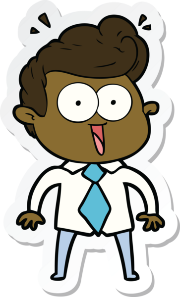 Bir insan tarafından çizilmiş, dik dik bakan bir çizgi film çıkartması.