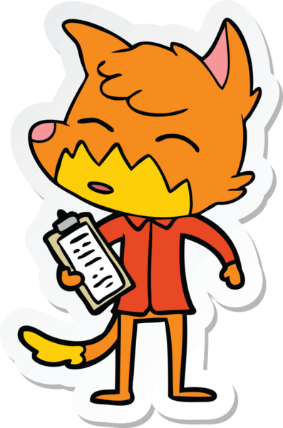 Bir insan tarafından çizilmiş bir tilkinin çıkartması.