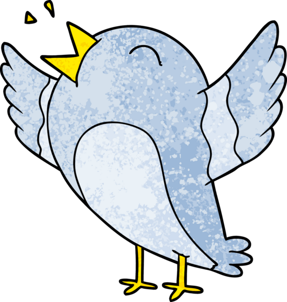 Bir insan tarafından çizilmiş çizgi film kuşu.